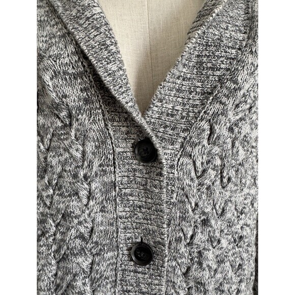 Lands' End Drifter Thick Heavy Cable-Knit Shawl Collar Cardigan Sweater XL/P 18 - Picture 3 of 8